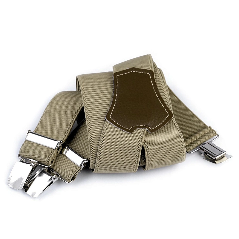 Custom Logo Heavy Duty Y Shape Trousers Braces Leather Suspender Clips for Men