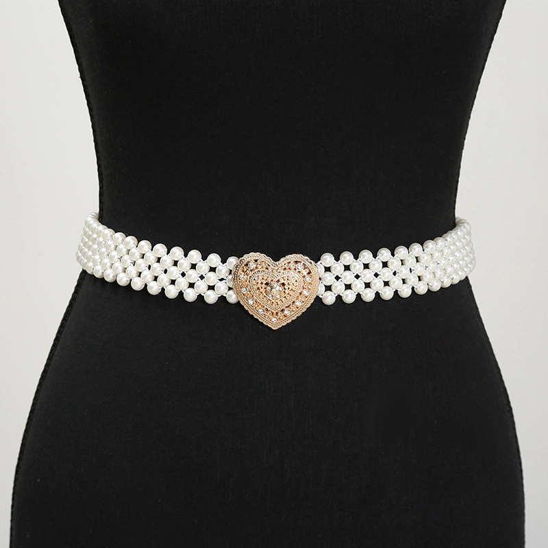 Ladies Pearl Fashion Diamond Flower Weave Rhinestone Temperament Waist Chain Decoration