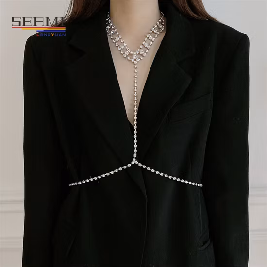 Sexy Hollow Flash Diamond Body Chain Traje exagerado Cadena de pecho