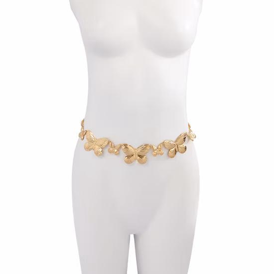 Cadena de cintura de mujer de mariposa de plata dorada de una sola capa de empalme creativo punk