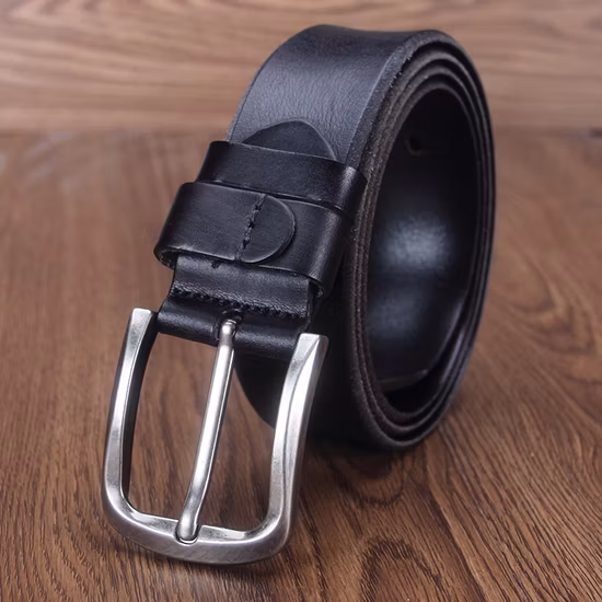 38 mm de ancho Real cuero de vaca aguja de cuero genuino suave Vintage Retro Pin hebilla cinturón